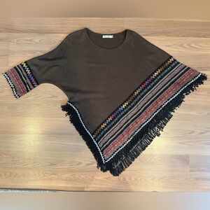Beautiful unique fringed poncho - medium